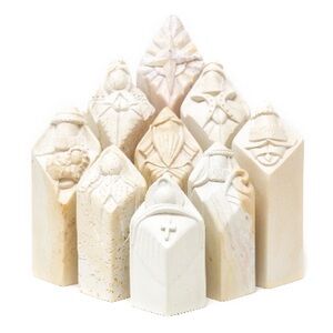Handcarved Stone Nativity Set - Neutral Cream Tones